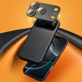 Coque iPhone 17 - Qialino cuir véritable (compatible MagSafe) - Noir