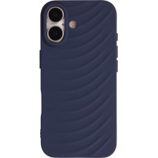 Coque iPhone 17 - Relief ondulé en silicone souple style original et minimaliste - Bleu