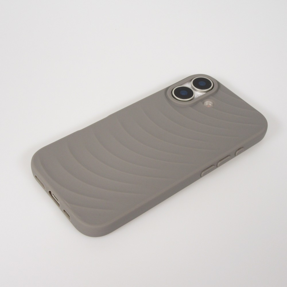 iPhone 17 Case H&uuml;lle - Wellenstruktur aus flexiblem Silikon im originalen minimalistischen Stil - Grau