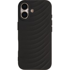 Coque iPhone 17 - Relief ondulé en silicone souple style original et minimaliste - Noir