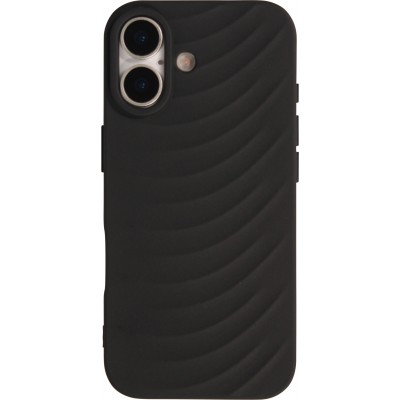 Coque iPhone 17 - Relief ondul&eacute; en silicone souple style original et minimaliste - Noir