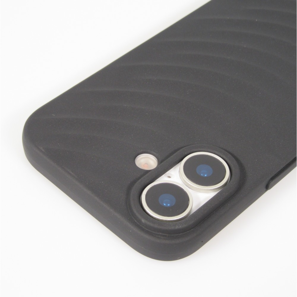 Coque iPhone 17 - Relief ondulé en silicone souple style original et minimaliste - Noir
