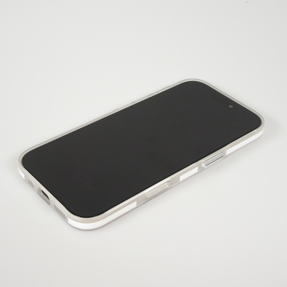 Coque iPhone 17 - Transparent MagSafe design ray&eacute; avec finitions lat&eacute;rales - Blanc