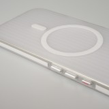 Coque iPhone 17 - Transparent MagSafe design ray&eacute; avec finitions lat&eacute;rales - Blanc