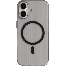 iPhone 17 Case H&uuml;lle - Transparente MagSafe H&uuml;lle gestreift mit seitlichen Verzierungen - Schwarz