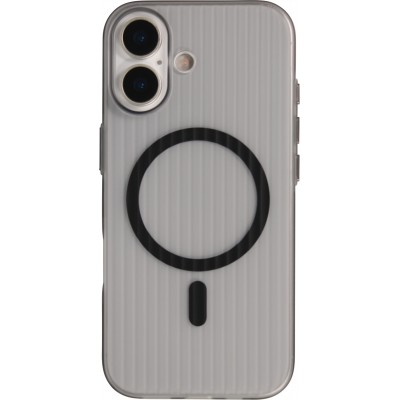 iPhone 17 Case H&uuml;lle - Transparente MagSafe H&uuml;lle gestreift mit seitlichen Verzierungen - Schwarz