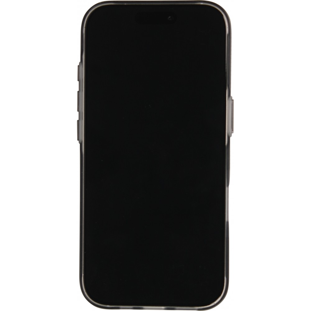 iPhone 17 Case H&uuml;lle - Transparente MagSafe H&uuml;lle gestreift mit seitlichen Verzierungen - Schwarz