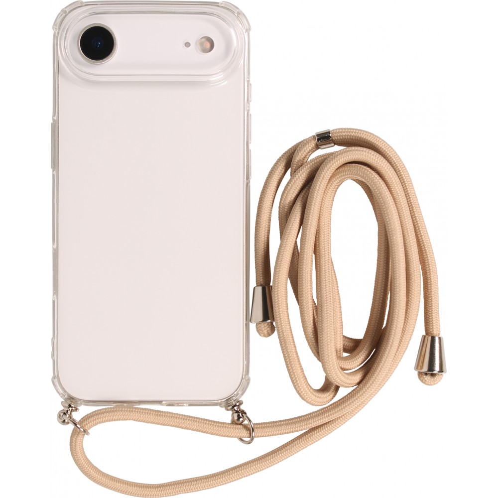 Coque iPhone Air - Gel transparent avec lacet beige