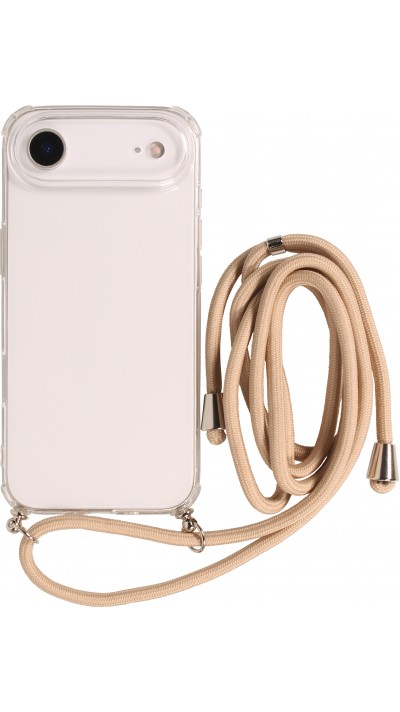 Hülle iPhone Air - Gummi transparent mit Seil beige