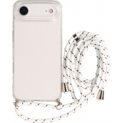 Coque iPhone Air - Gel transparent avec lacet - Blanc tacheté