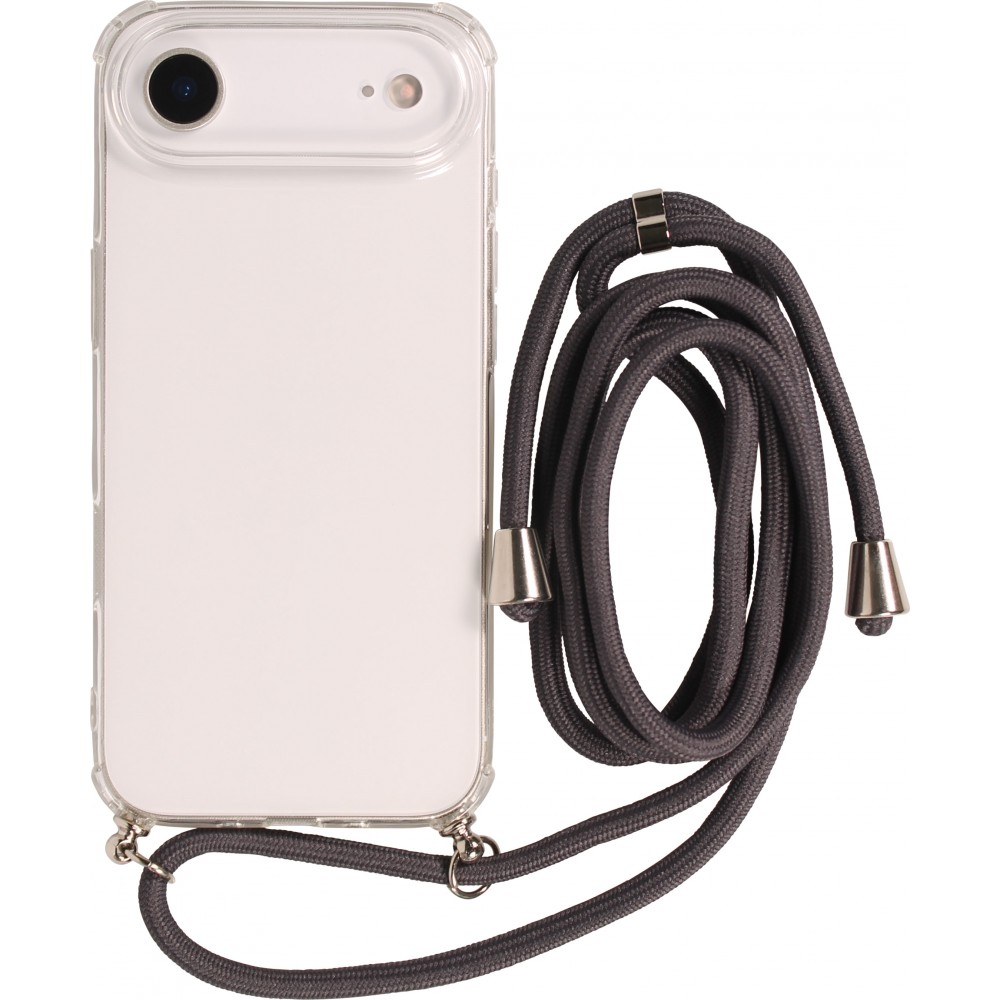 Coque iPhone Air - Gel transparent avec lacet - Gris