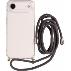 Coque iPhone Air - Gel transparent avec lacet - Gris