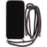 Coque iPhone Air - Gel transparent avec lacet - Gris