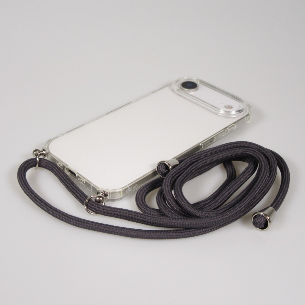 Coque iPhone Air - Gel transparent avec lacet - Gris