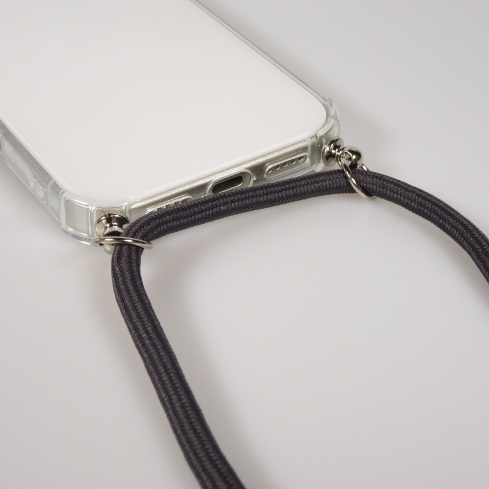 Coque iPhone Air - Gel transparent avec lacet - Gris
