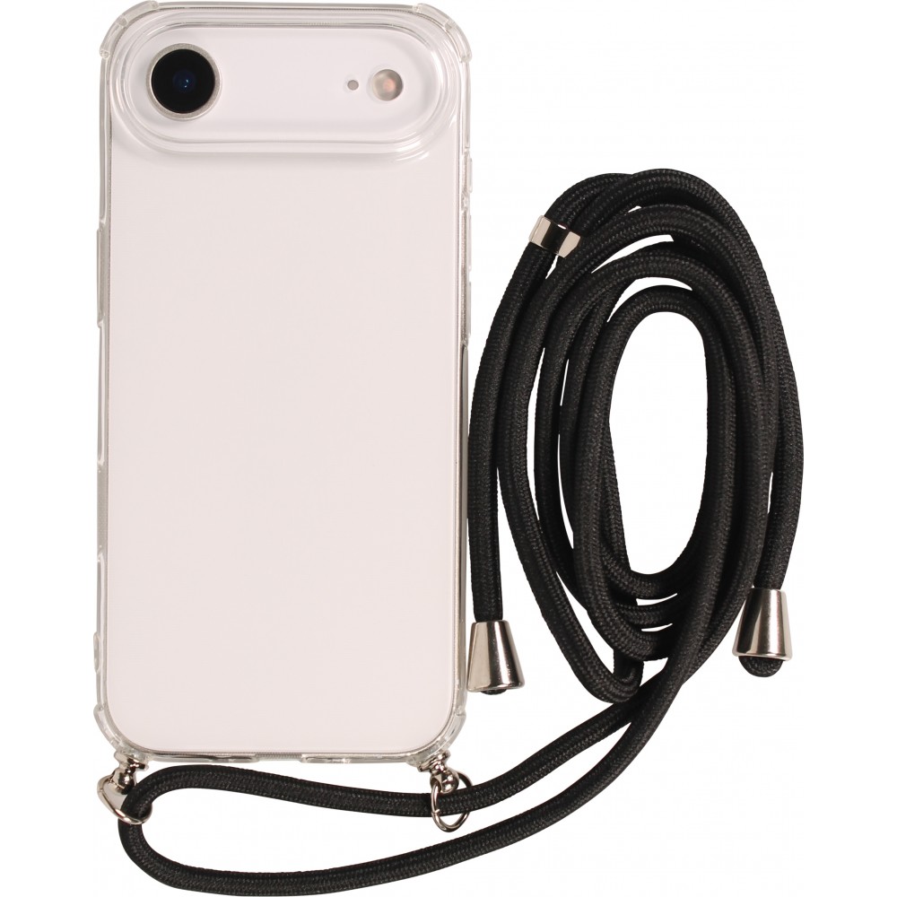 Coque iPhone Air - Gel transparent avec lacet - Noir