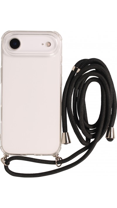 Hülle iPhone Air - Gummi transparent mit Seil - Schwarz