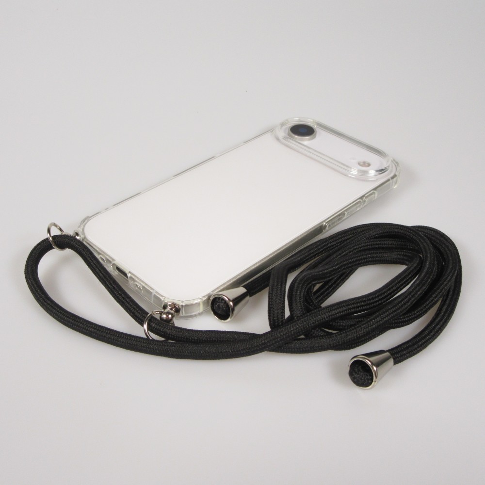 Coque iPhone Air - Gel transparent avec lacet - Noir