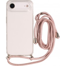 Hülle iPhone Air - Gummi transparent mit Seil rosa - Gold
