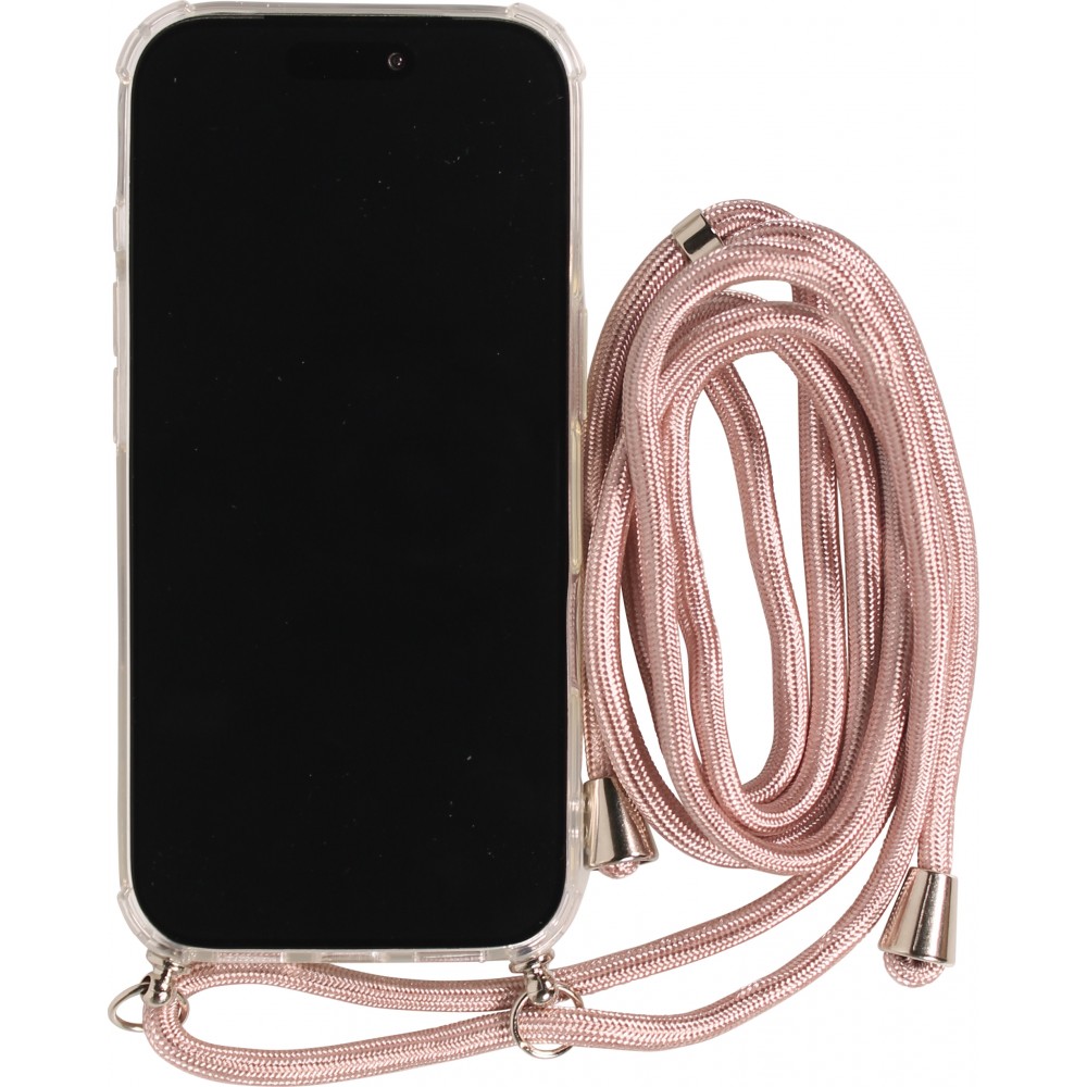 Hülle iPhone Air - Gummi transparent mit Seil rosa - Gold
