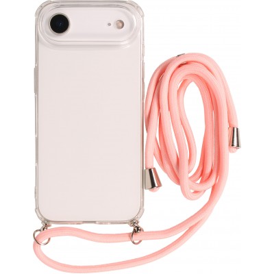 Coque iPhone Air - Gel transparent avec lacet - Rose