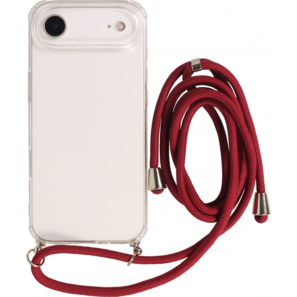 Coque iPhone Air - Gel transparent avec lacet - Rouge