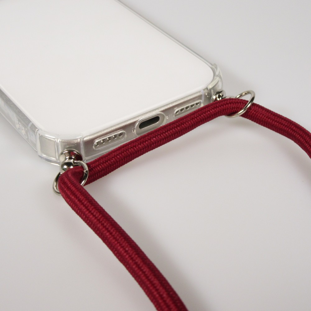 Coque iPhone Air - Gel transparent avec lacet - Rouge