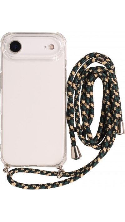Coque iPhone Air - Gel transparent bumper avec lacet - Vert / or
