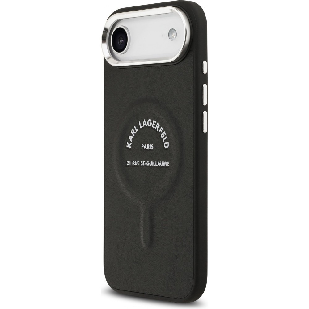 Coque iPhone Air - Karl Lagerfeld PU RSG Logo MagSafe élégante et protectrice - Noir
