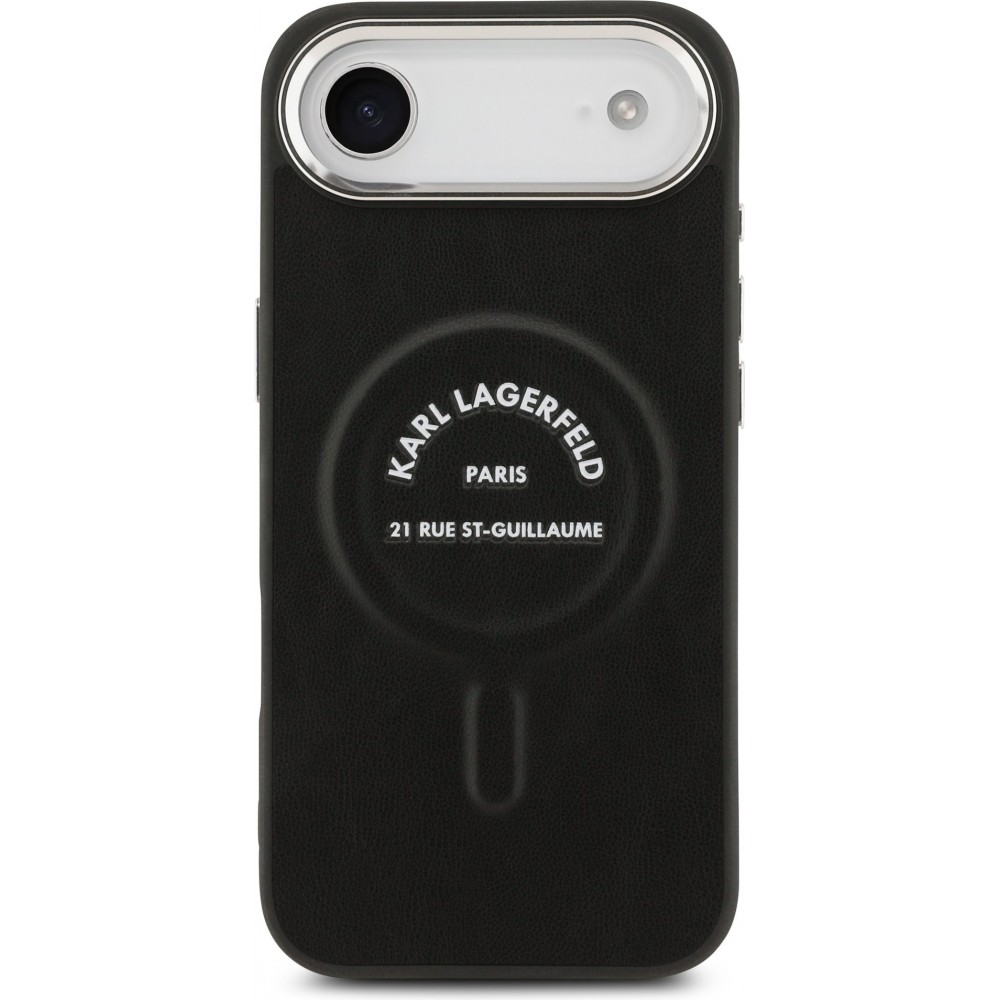 Coque iPhone Air - Karl Lagerfeld PU RSG Logo MagSafe élégante et protectrice - Noir