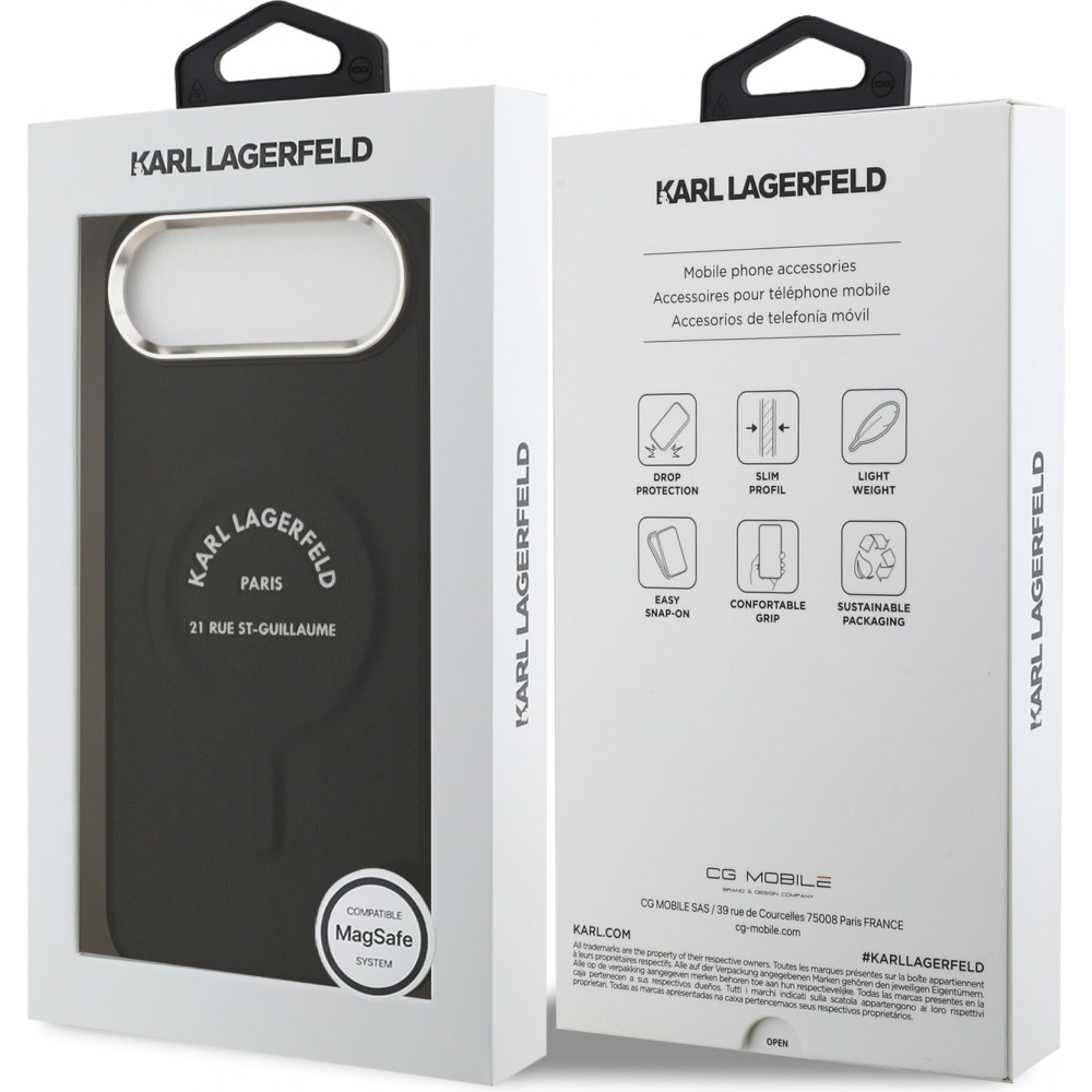 Coque iPhone Air - Karl Lagerfeld PU RSG Logo MagSafe élégante et protectrice - Noir