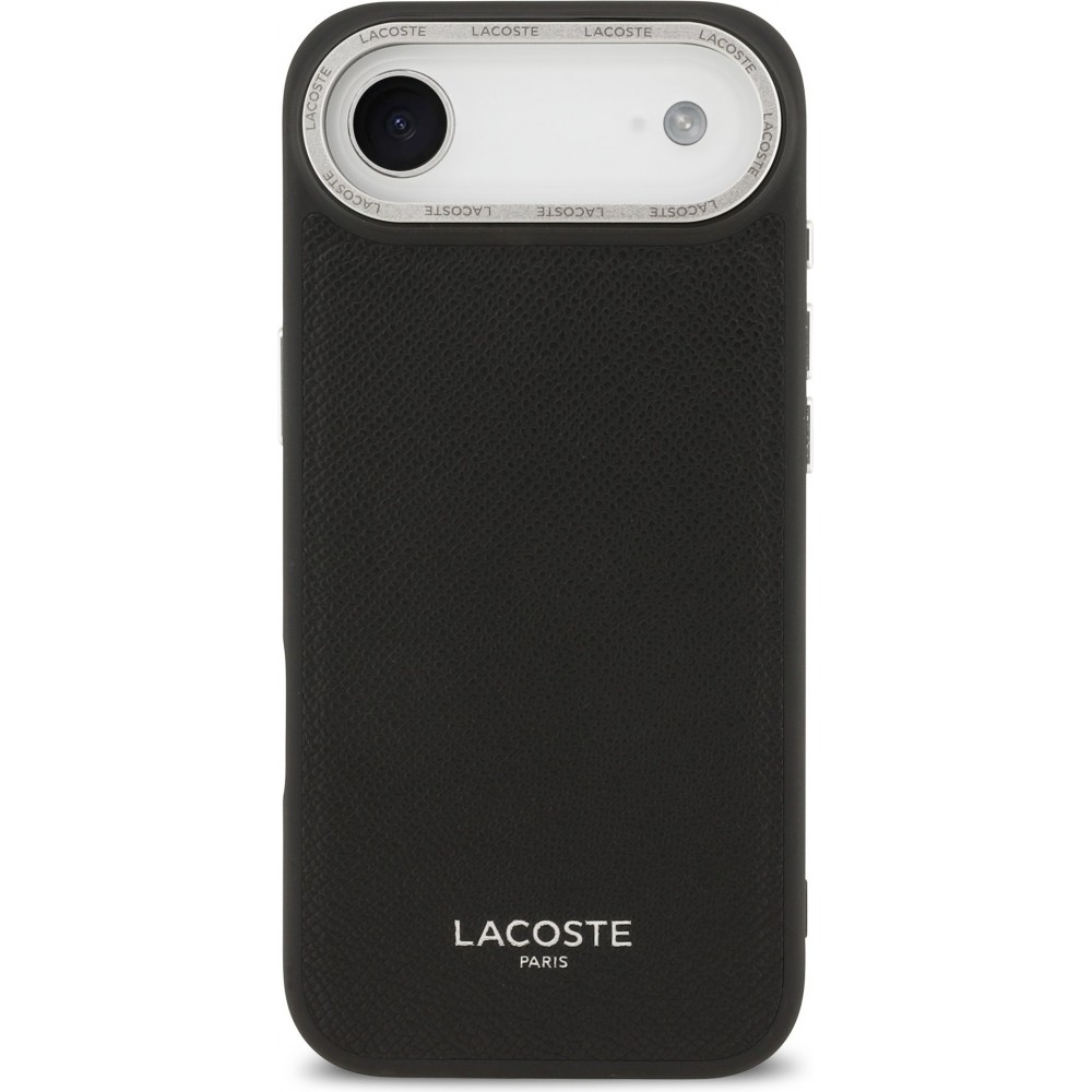 Coque iPhone Air - Lacoste PU en cuir Champs Elysees MagSafe protection élégante et durable - Noir