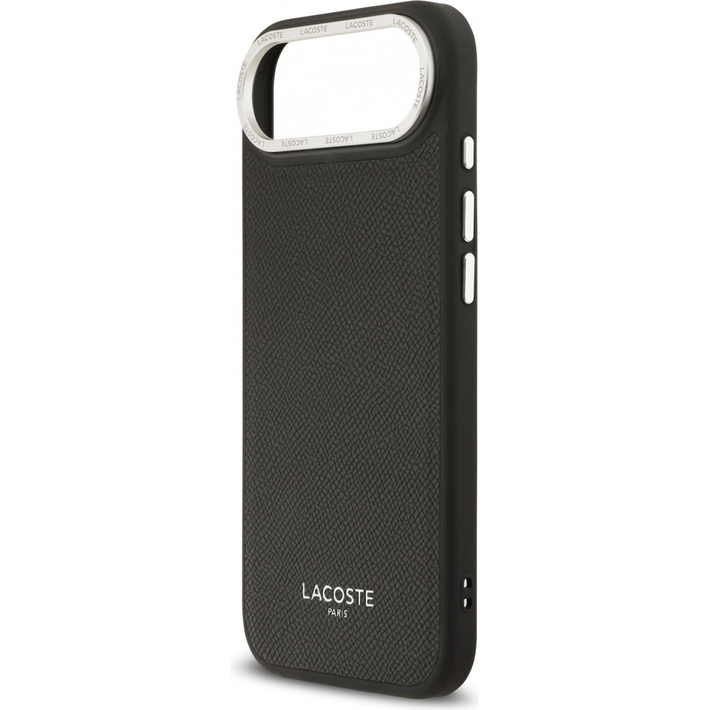 Coque iPhone Air - Lacoste PU en cuir Champs Elysees MagSafe protection élégante et durable - Noir