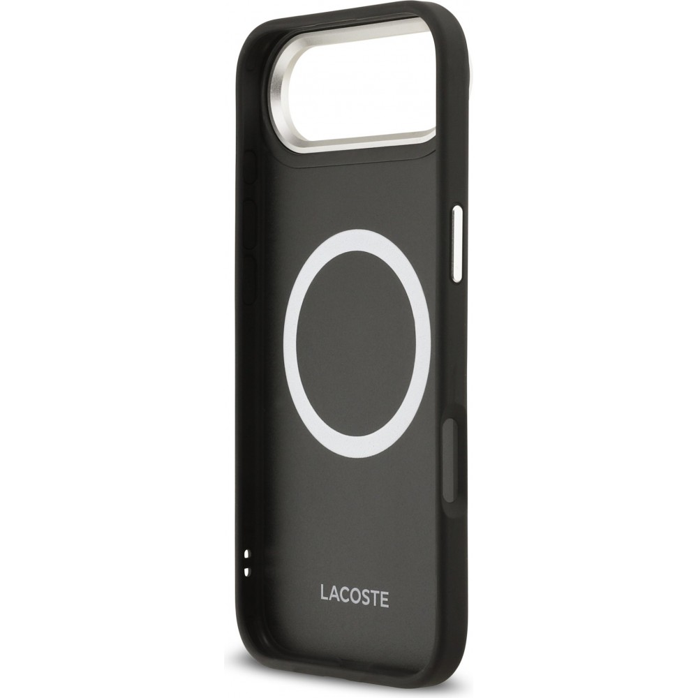 Coque iPhone Air - Lacoste PU en cuir Champs Elysees MagSafe protection élégante et durable - Noir