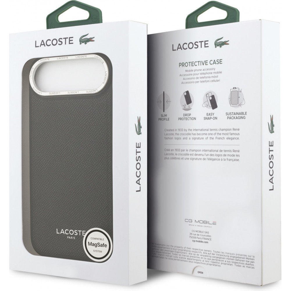 Coque iPhone Air - Lacoste PU en cuir Champs Elysees MagSafe protection élégante et durable - Noir