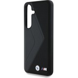 Coque Samsung Galaxy S25 - BMW Oversized rayures compatible MagSafe en cuir  - Noir