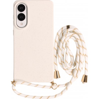 Coque Samsung Galaxy S25 Edge - Bio Eco-Friendly nature avec cordon collier - Blanc