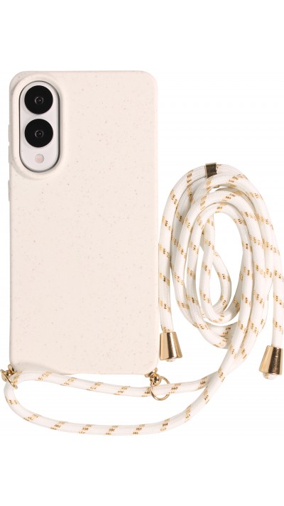 Coque Samsung Galaxy S25 Edge - Bio Eco-Friendly nature avec cordon collier - Blanc