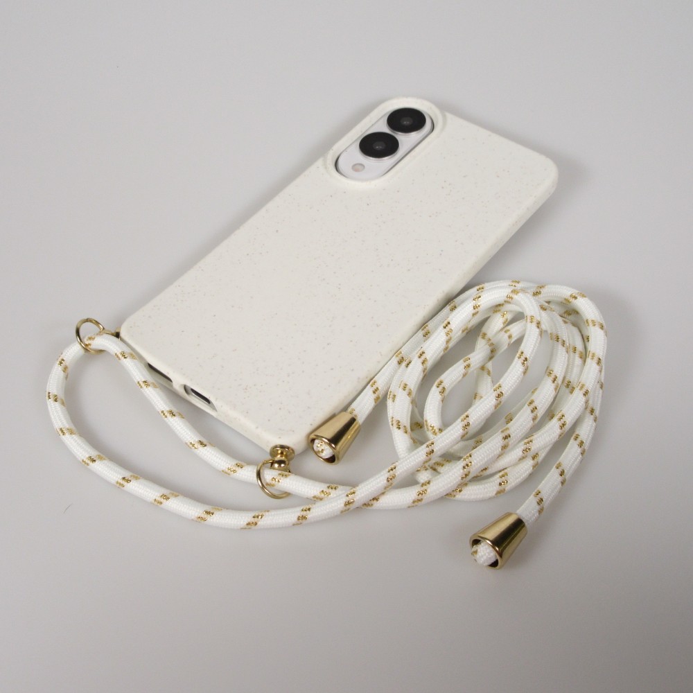 Coque Samsung Galaxy S25 Edge - Bio Eco-Friendly nature avec cordon collier - Blanc