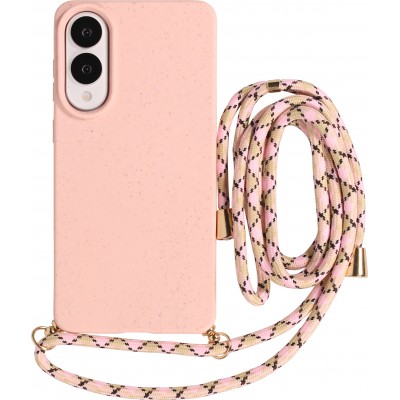 Coque Samsung Galaxy S25 Edge - Bio Eco-Friendly nature avec cordon collier - Rose