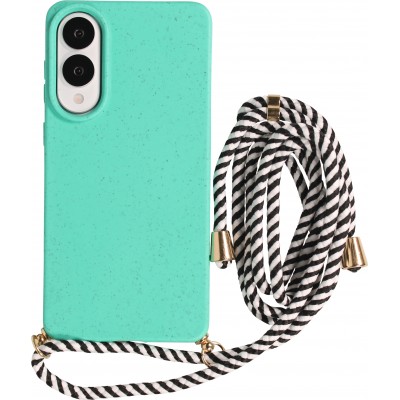 Coque Samsung Galaxy S25 Edge - Bio Eco-Friendly nature avec cordon collier - Turquoise