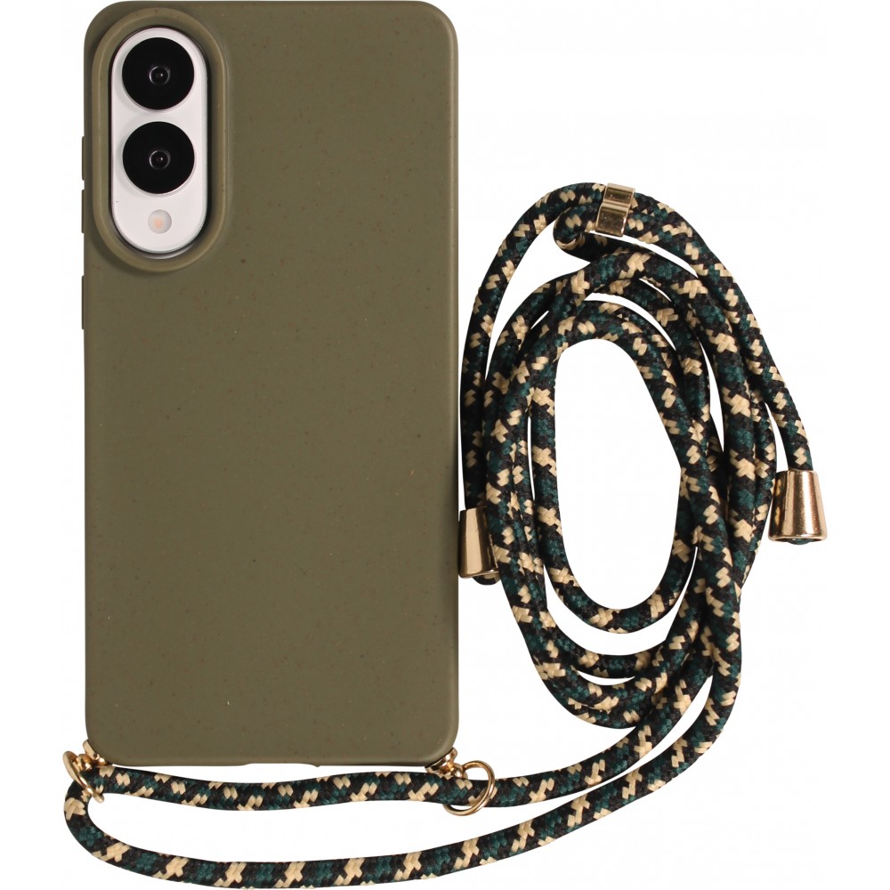 Coque Samsung Galaxy S25 Edge - Bio Eco-Friendly nature avec cordon collier - Vert foncé