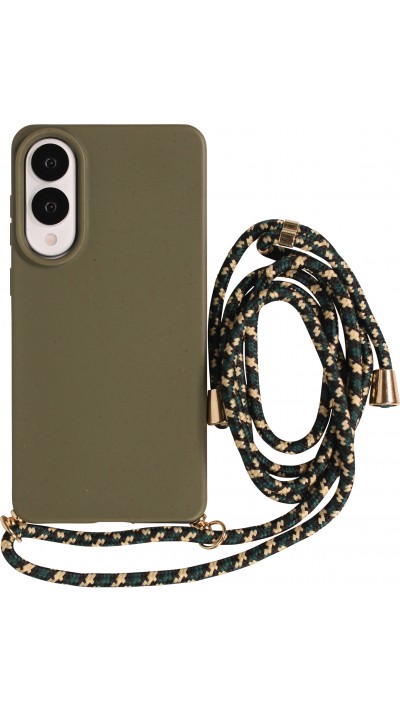 Coque Samsung Galaxy S25 Edge - Bio Eco-Friendly nature avec cordon collier - Vert foncé