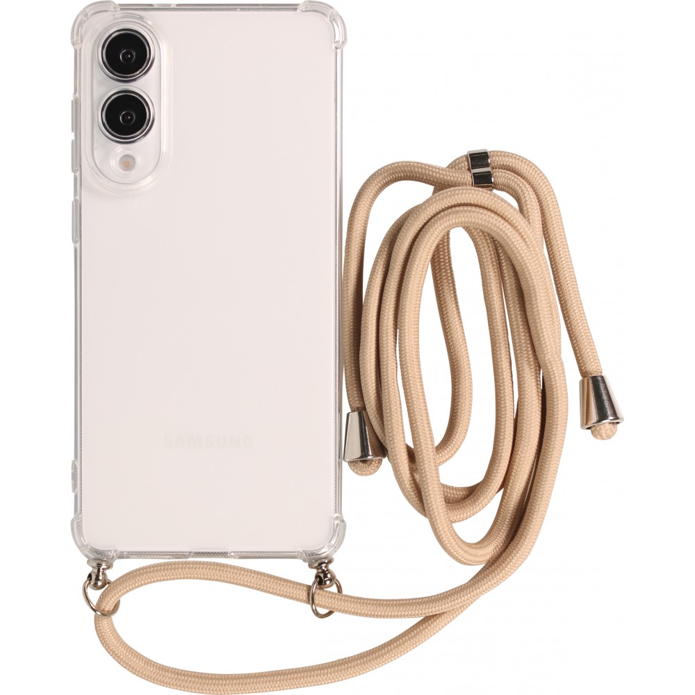 Coque Samsung Galaxy S25 Edge - Gel transparent avec lacet beige