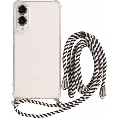 Coque Samsung Galaxy S25 Edge - Gel transparent avec lacet - Blanc / noir