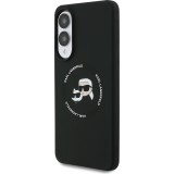 Galaxy S25 Edge Case Hülle - Karl Lagerfeld Silikon-Hülle mit Karl und Choupette Design, MagSafe-kompatibel - Schwarz