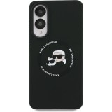 Galaxy S25 Edge Case Hülle - Karl Lagerfeld Silikon-Hülle mit Karl und Choupette Design, MagSafe-kompatibel - Schwarz
