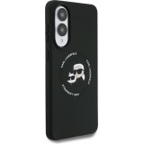 Galaxy S25 Edge Case Hülle - Karl Lagerfeld Silikon-Hülle mit Karl und Choupette Design, MagSafe-kompatibel - Schwarz