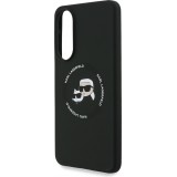 Galaxy S25 Edge Case Hülle - Karl Lagerfeld Silikon-Hülle mit Karl und Choupette Design, MagSafe-kompatibel - Schwarz