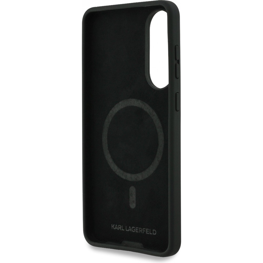 Galaxy S25 Edge Case Hülle - Karl Lagerfeld Silikon-Hülle mit Karl und Choupette Design, MagSafe-kompatibel - Schwarz